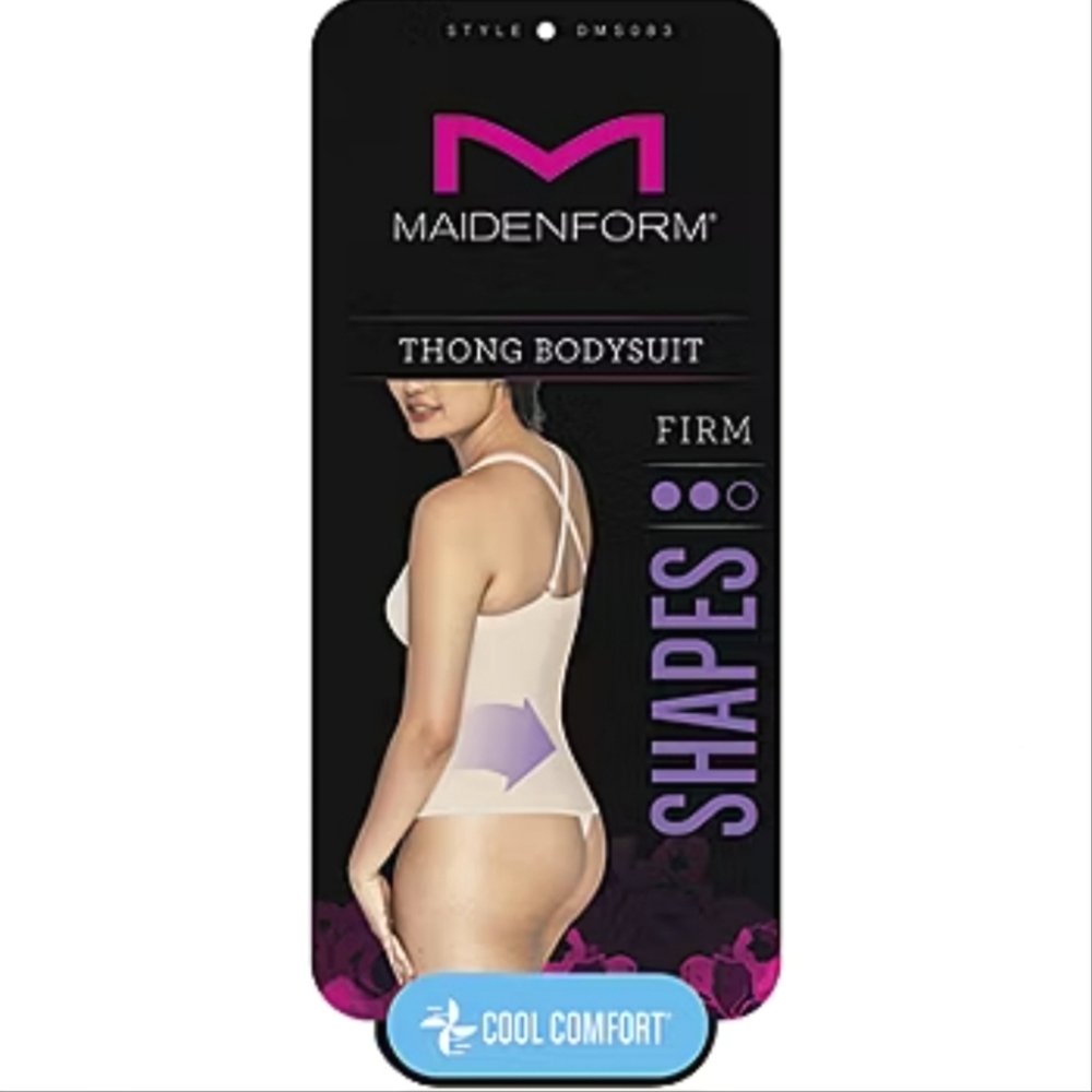 NWT Maidenform Full Body Shapewear Thong Bodysuit Firm Control Sz L